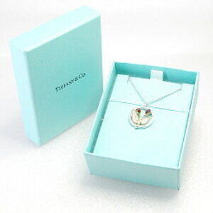 Tiffany Flower Motif Necklace Combination Plant Silver Gold Garnet Newly